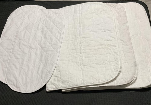 Quilted Waterproof Crib Mattress Pad White Cotton Blend With Oval 5pc Liners Set