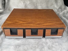 Vintage Faux Wooden 3 Drawer 42 Cassette Tape Holder Collection Storage Classic