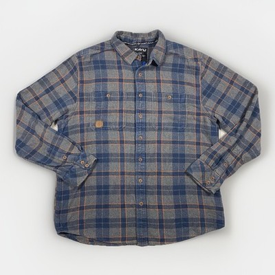 Kavu Men's Big Joe Long Sleeve Flannel Shirt Size XL Plaid Button-Up