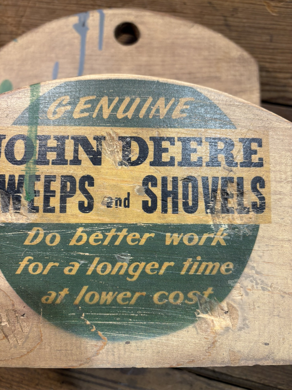 John Deere Sweep Shovels Wood Box Tractor Advertising Tool Paint Sign