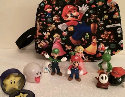 Nintendo Super Mario Bros. Figure Set with Themed Bag - Mario, Luigi, Peach