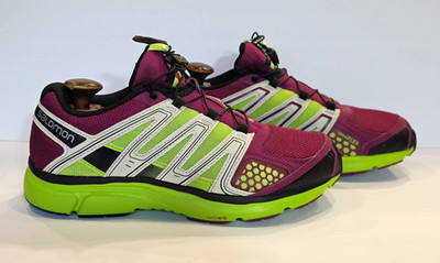  Salomon X-Mission 2 Womens 10.5 Trail Shoes Purple Lime Quicklace 373325