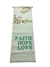BEAUTIFUL RARE CHURCH FAITH, HOPE, LOVE, ALTAR BANNER BY SLABBINCK OF BELGIUM 97