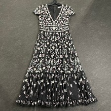 MAC DUGGAL Embroidery Midi Dress Women's Size 6 Black Multi