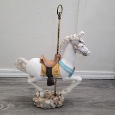 Large 18-inch Vintage Carousel White Horse Resin Made In USA