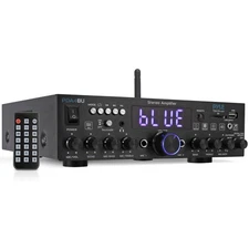 Pyle 200W Wireless Bluetooth Home Stereo Amplifier - Multi-Channel Audio Rece...