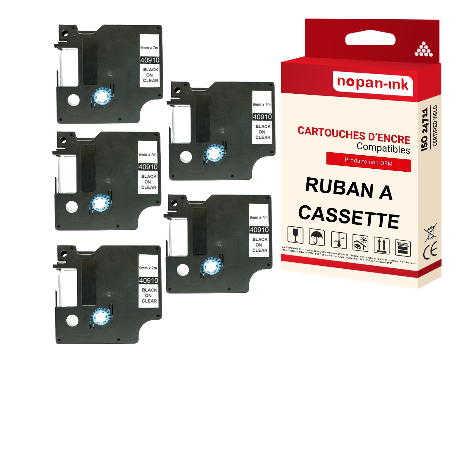 Ruban 40910 compatible Letratag noir transparent pour organiser toute la cuisine