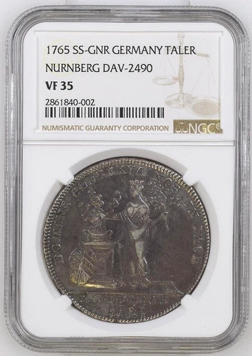 1765 SS-GNR German States NURNBERG Thaler Silver Coin NGC VF-35