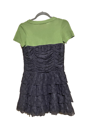 Twelve By Twelve Lace Dress Grey and Green Top half Green T Shirt Sz Small  | eBay