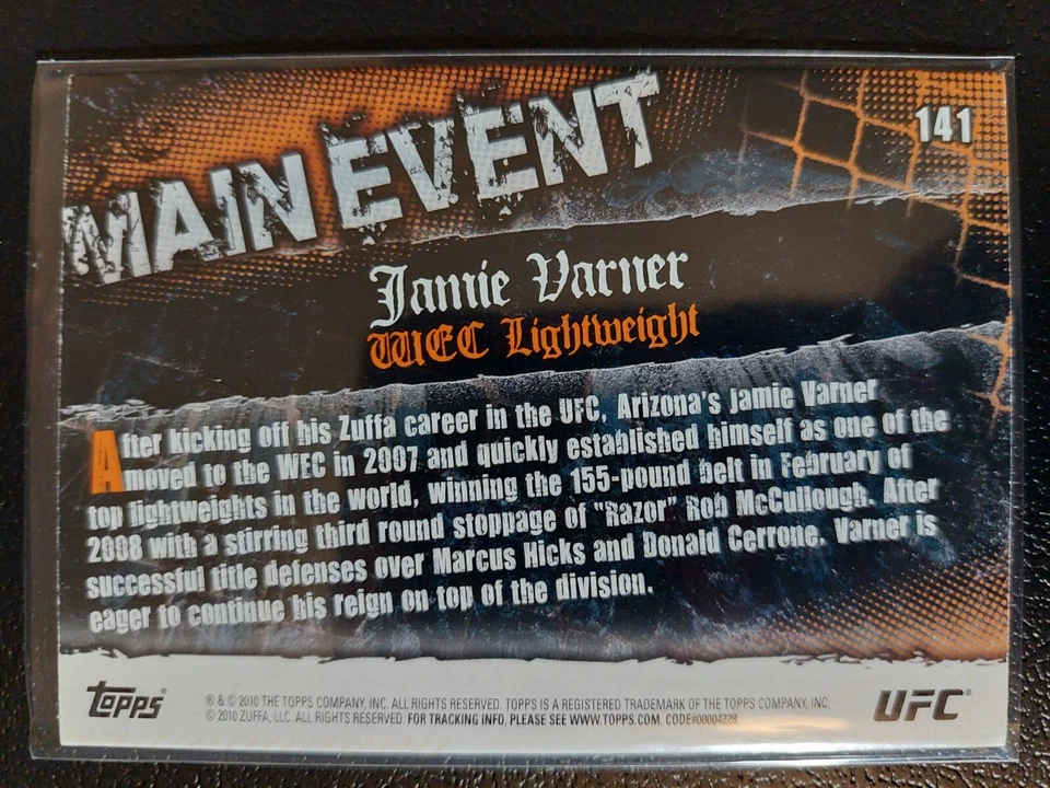 Jamie Varner #141 2010 UFC Main Event Thick Gold Parallel - Image 2 of 2