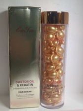 Castor Oil Keratin Hair Serum 50 Capsules Vitamin A C E B5 Leave In Conditioner