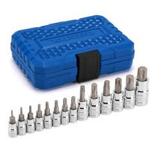 14pcs Torx Bit Socket Set Crv S2 Steel 1/4" 3/8" And 1/2" Drive Star Bit Socket