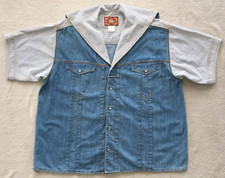 Camisa Blusa Top Oilily Jeans Mujer Azul Denim Perla Navegación a Presión Talla M