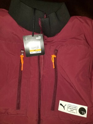 Puma Parquet Quilted Puffer Men's Jacket Retro Burgundy Black Size S Retail $250