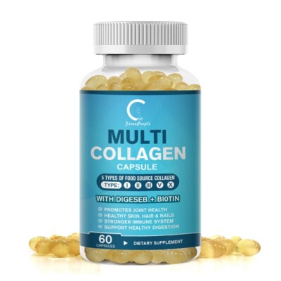 Collagen Capsules w/ Hyaluronic Acid & Vitamin C - for Skin, Hair, Nail & Joint