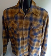 VTG. ARROW Wool Blend Plaid Button Front LS Shirt SZ Large