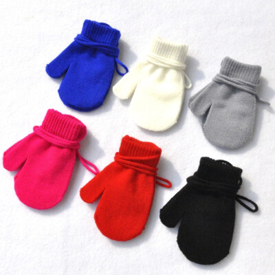 Baby Toddler Children Winter Warm Mittens With String Gloves Full