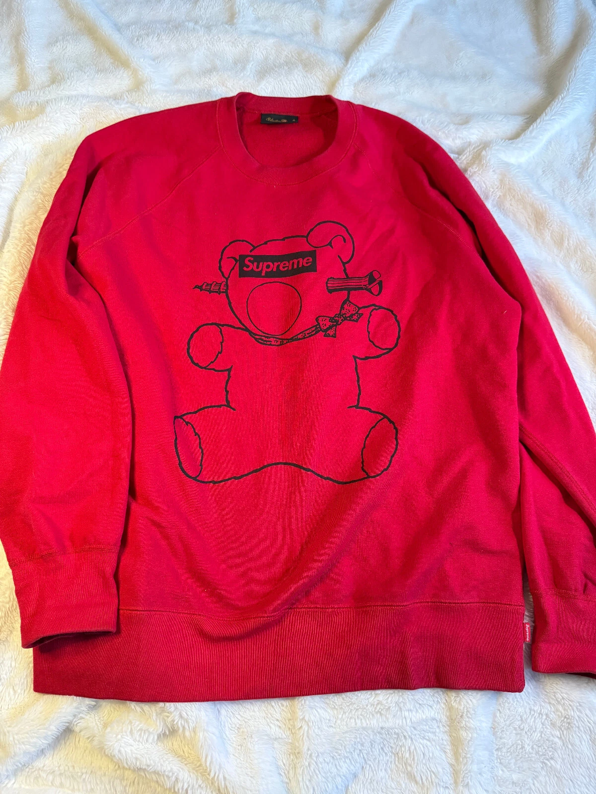 SS15 Supreme x Undercover Teddy Bear rouge col rond grand sweat rare
