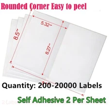 200-20000 Quality 8.5x5.5 Round Corner Shipping Labels Half Sheet Self Adhesive