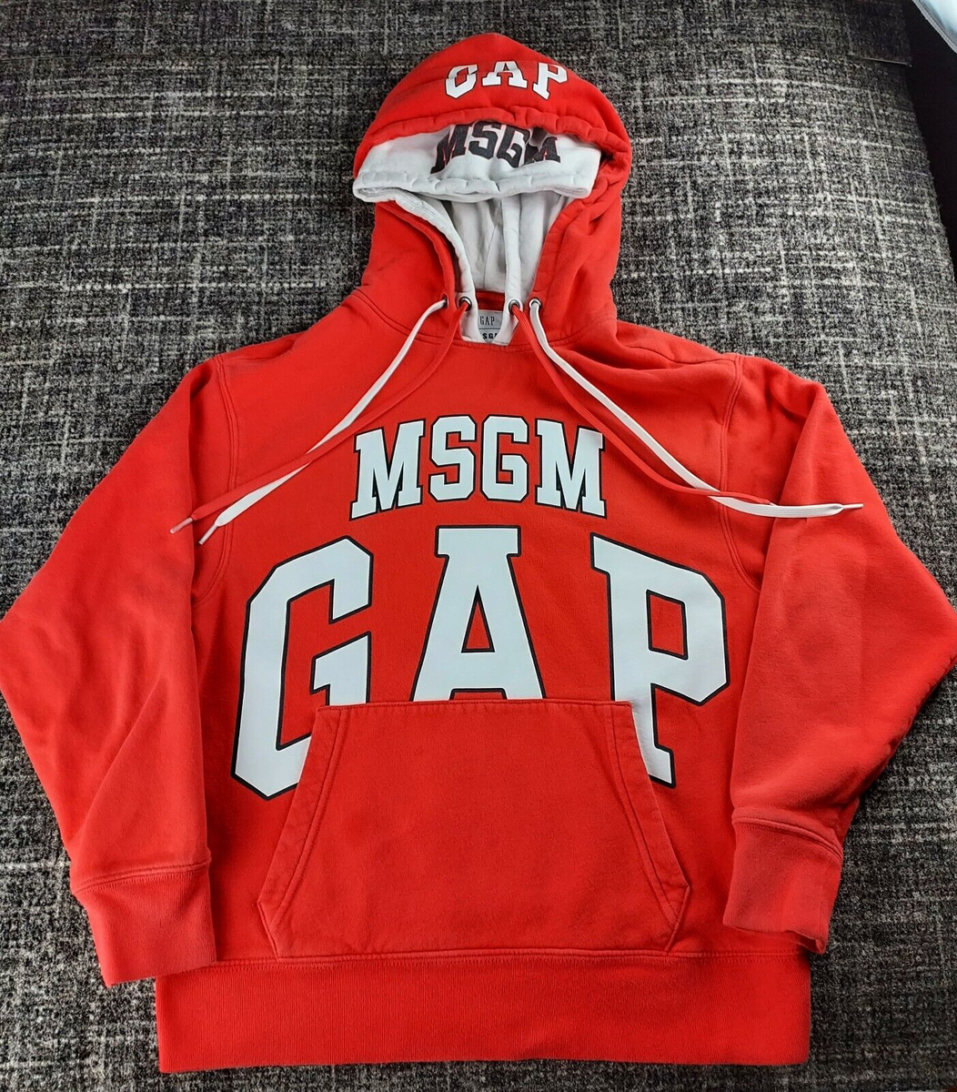 Gap x MSGM Red Mens Hoodie Pullover Sweatshirt Double Hood Size XS