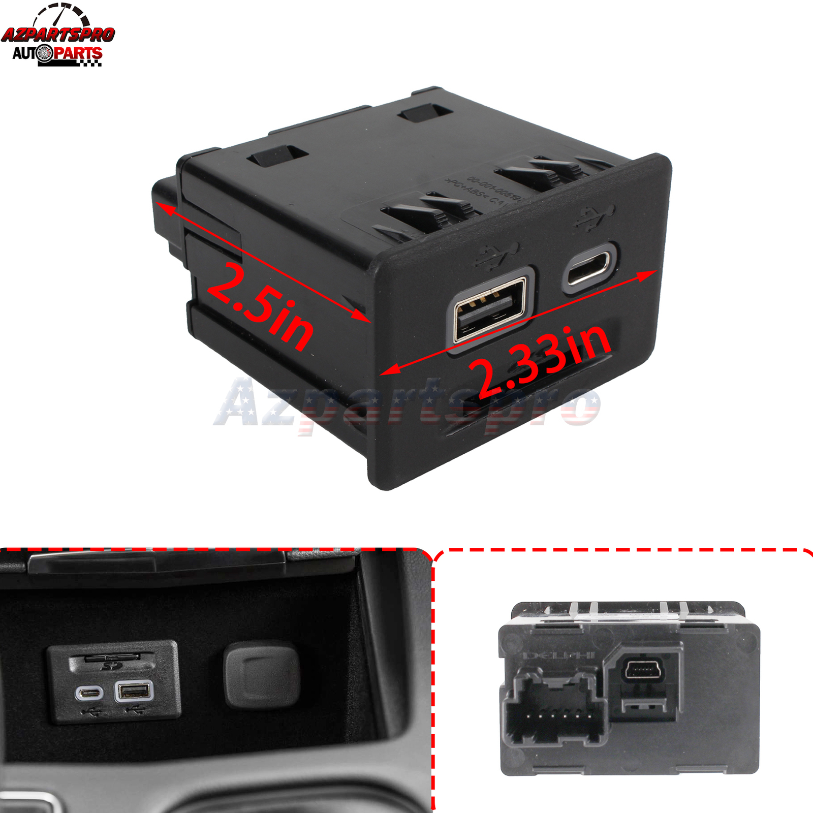 For 20192020 GMC Sierra 1500 Acadia Receptacle Assembly USB USBC SD