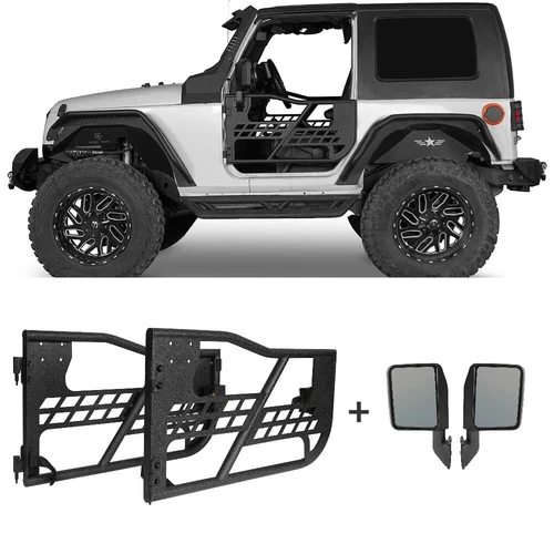 Cross Country Half Doors & Side View Mirrors For 2007-2018 Jeep Wrangler JK 2Dr