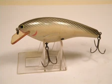 Vintage Bagley BB4 Square Bill Black Pearl Brass wood crankbait lure