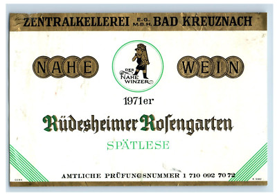 Vintage Zentralkellerei Nahe Wein Spalese Paper Wine Label Original S85E