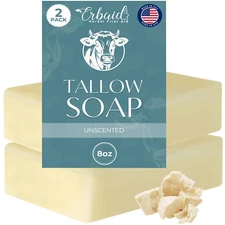Beef Tallow Soap Bar – All Natural Grass Fed Tallow Soap Unscented – Moisturizin
