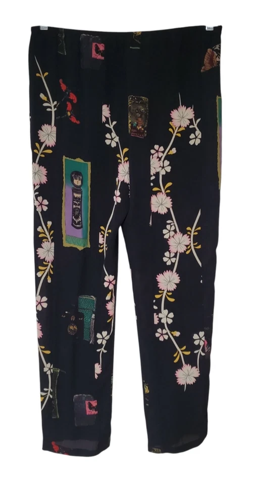Harari Silk Pull-On Pants Size Medium Floral - Image 2 of 3