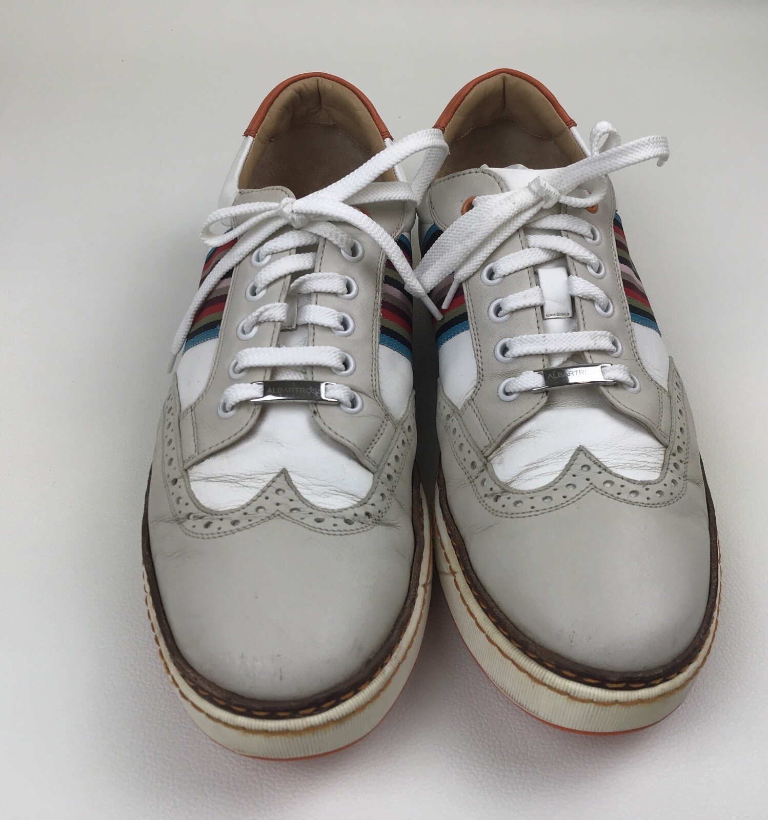 Royal Albartross Golf Shoes Leather Spikeless Crew White Men 9 Italy No
