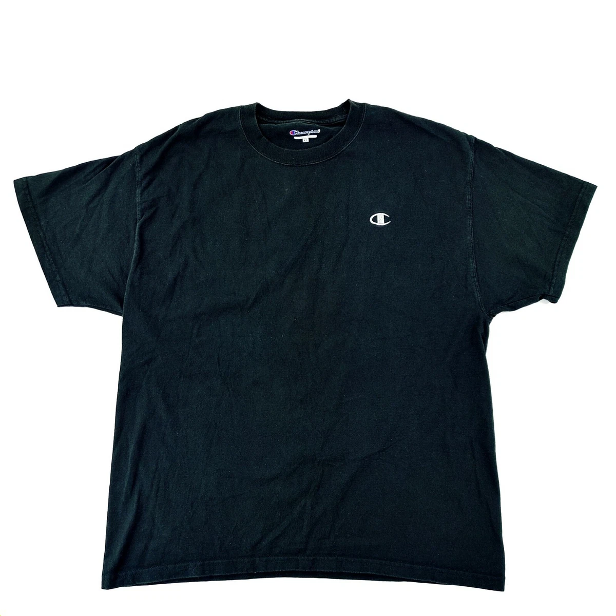 Champion T Shirt Mens XL Black Blank C Logo Short Sleeve Grunge