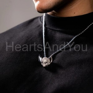 Authentic 2ct Round Cut Moissanite Dead Head Skull Men Pendant White Gold Plated NO CHAIN