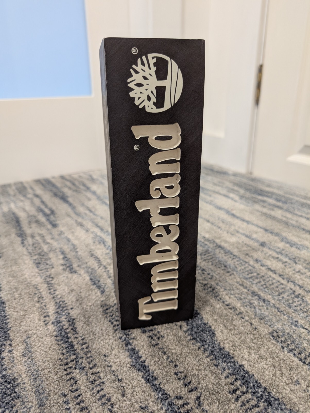 Letrero publicitario de tienda/tienda Timberland RARO bloque grabado en madera