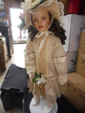 VINTAGE PORCELAIN HEAD DOLLS 25 " TALL WITH STAND