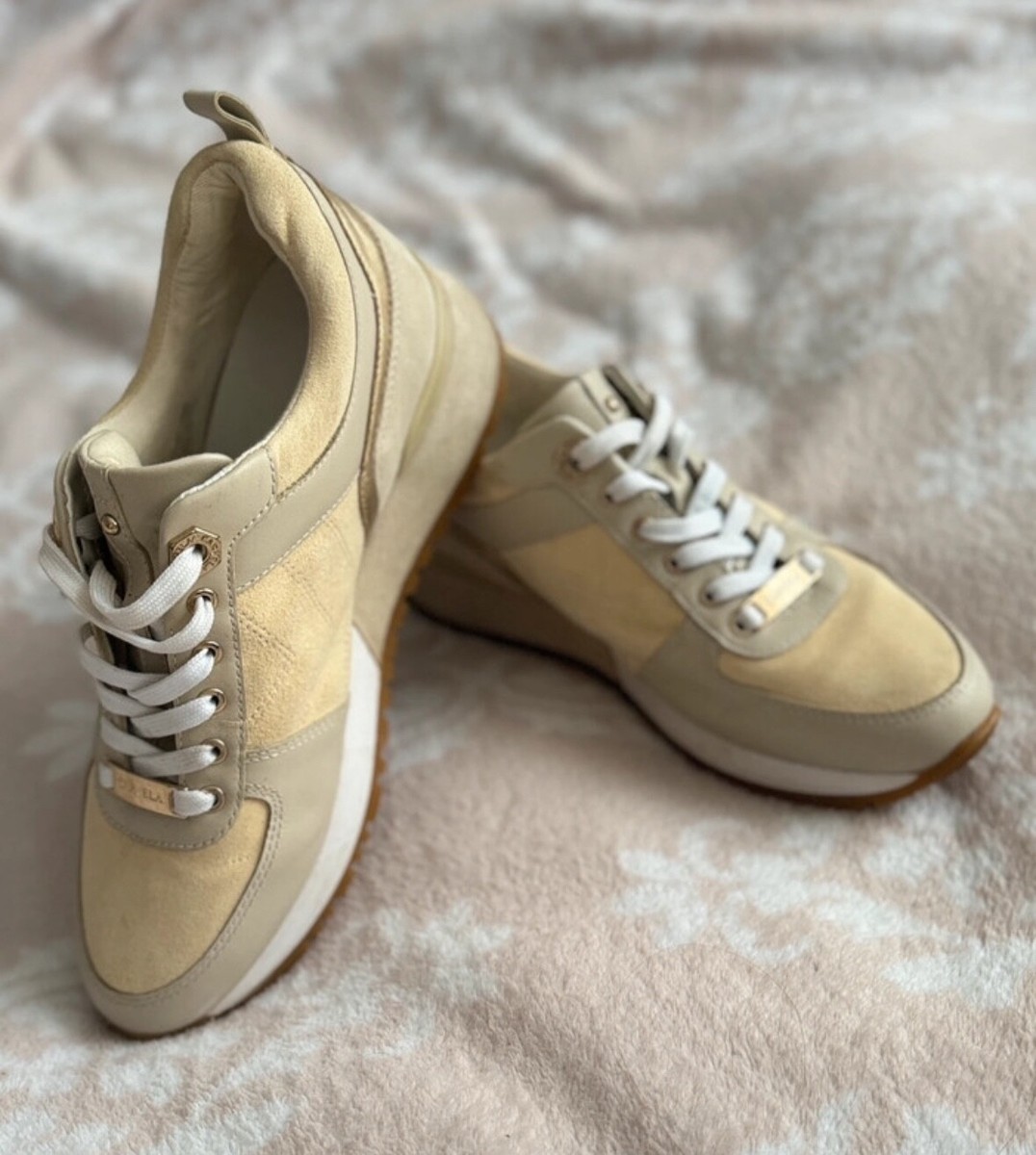 CARVELA Lina Low Top Trainers Flare Tan Beige Leather Size 5UK