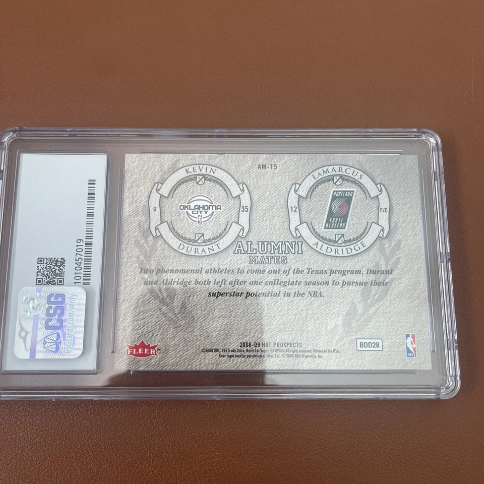 2008 Fleer Hot Prospects Alumni Mates Durant / Aldridge CSG 9.5 - Image 3 of 3