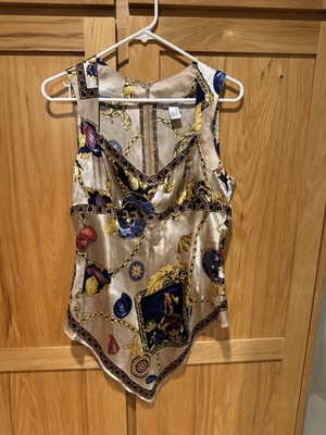Cache Silk Scarf Top Blouse Women s Large Big Y2k EUC
