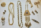 Vintage To Now Gold Tone Unbranded Costume Jewelry Lot 9 Pieces