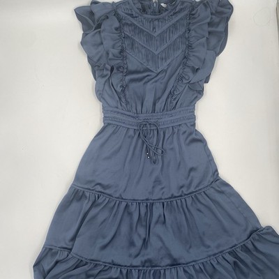 Veronica Beard Snover Blue Tiered Midi Dress Size 0 Designer Colorful