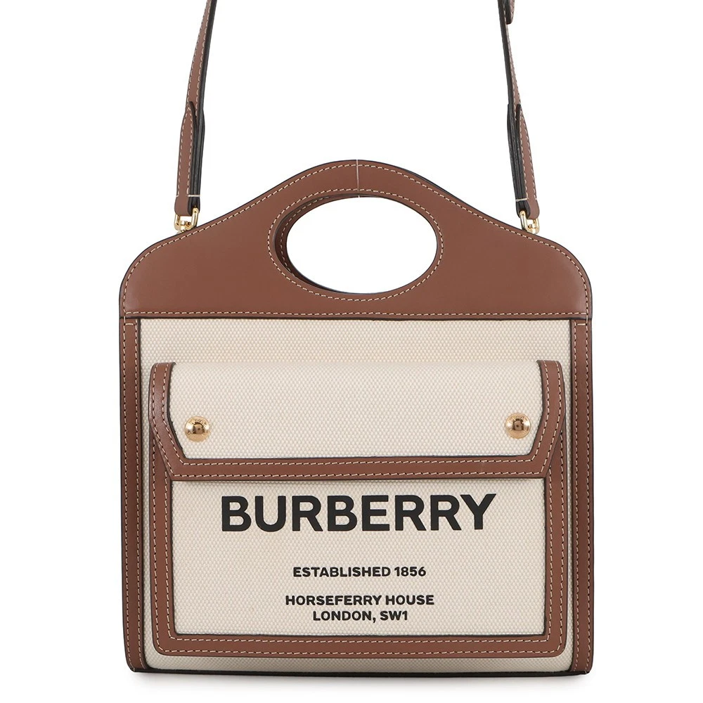 Burberry — BURBERRY Two-tone Size Mini Canvas/Leather Natural/Brown 8031746