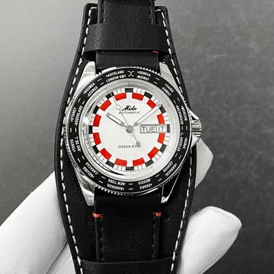 Mido Ocean Star Worldtimer 40.5mm Silver Leather Men's Watch M026.830.16.030.00