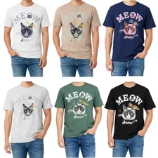 Unisex Meow Over Matter Grumpy Cat Funny Graphic Retro Streetwear Cotton T-Shirt