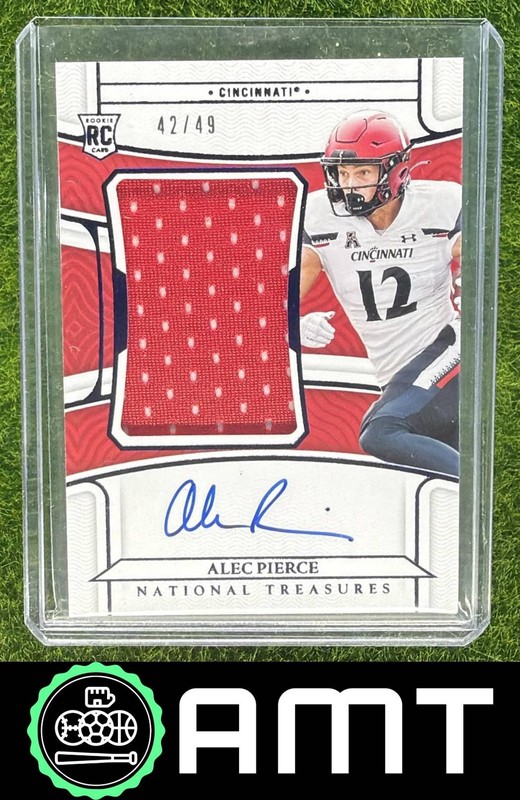 Alec Pierce RC Jersey Auto 2022 Panini National Treasures Collegiate 42/49 Blue