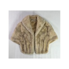 Vintage Capitol Furs by Norman Genuine Mink Stole Fur Cape Shrug Beige Petite