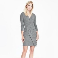 Max Studio Gray Ruched Side Wrap Bodycon Mini Dress Sz M