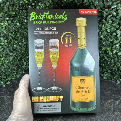 BrickCraft Lego Chateau De Brick 136pc Bottle & Champagne Glass Brick Set  