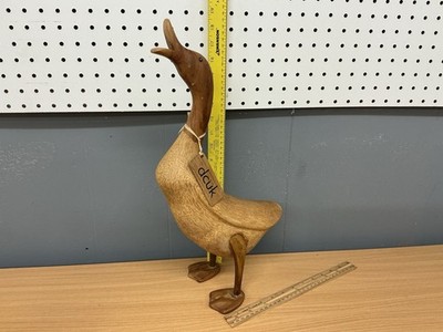 Very Nice Large Hand Carved Solid Wood Duck From Dcuk. Made In Indonesia 