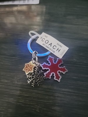 NWT COACH Snowflake Cluster Bag Charm Key Ring C7322 Enamel Silver/Gold Metal