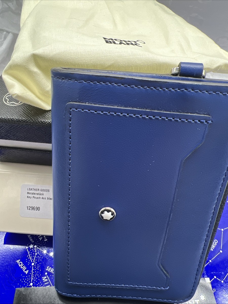 $360 MSRP - Montblanc 129690 Key Pouch 4cc Black Blue | eBay